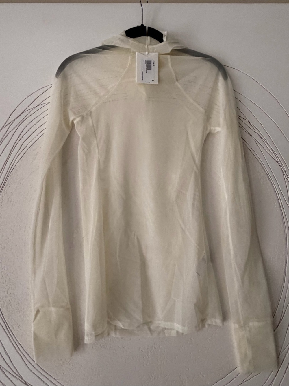 VAARA ivory semi sheer stretch nylon mesh turtleneck size: S